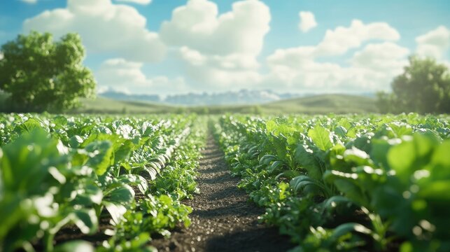 Beautiful vegetable agriculture in various moments, showcasing vibrant crops in a realistic field background, capturing the essence of farming