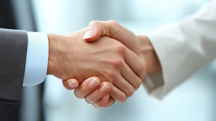 Professional handshake, close-up, against a sleek.