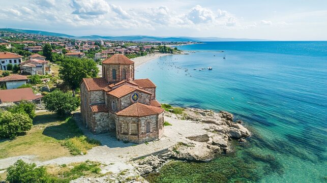 Nesebar, Bulgaria. Church of the Holy Archangels Michael and Gabriel, medieval Mesembria