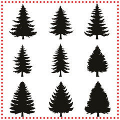 Detailed Pine Tree Silhouette Vector Set for Woodland and Forest Art