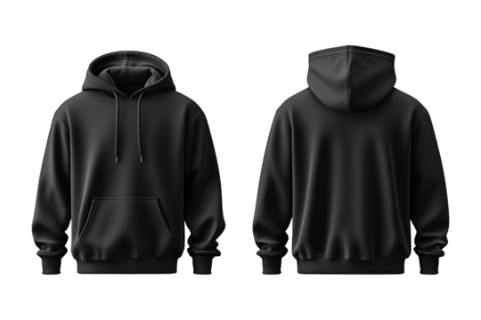 Mock up men's black hoodie, from two sides for your design