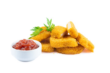 Chicken nuggets on white background