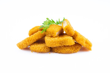Chicken nuggets on white background