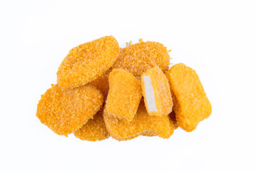 Chicken nuggets on white background