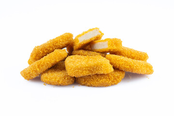 Chicken nuggets on white background