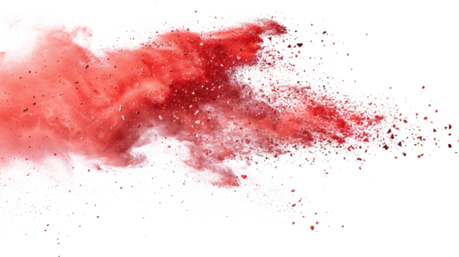 Red Chalk Powder Explosion on Transparent Background