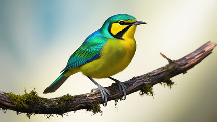 Obraz premium Cute Beeeater colorful bird sitting on the tree branch.generate ai.