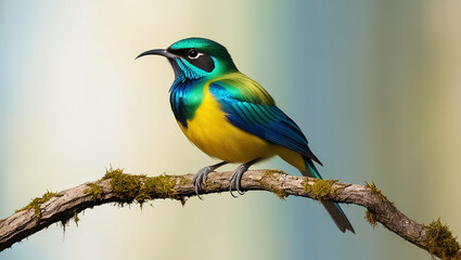 Fototapeta premium Cute Beeeater colorful bird sitting on the tree branch.generate ai.
