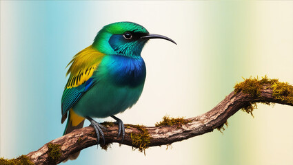 Fototapeta premium Cute Beeeater colorful bird sitting on the tree branch.generate ai.