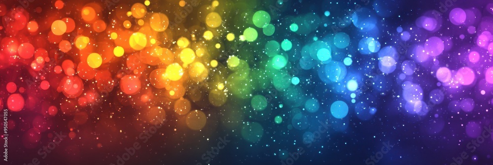 Poster a background of sparkling lights in various rainbow colors, creating an enchanting and festive atmos