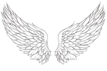 Obraz premium tattoo sketch of angel's wings, focusing on a delicate, flowing design. Use clean lines to depict the soft, feathered texture of the wings, with a gentle curve to convey a sense of serenity and grace.