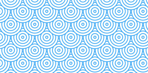 Seamless pattern with circles wave spiral swirl overlapping creative fabric style textile repeat texture background.