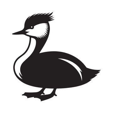 recommend clip art: White Tufted Grebe Silhouette Vector Illustration - High-Quality Download