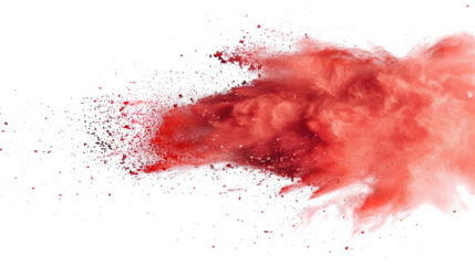 Red Chalk Explosion on Transparent Background
