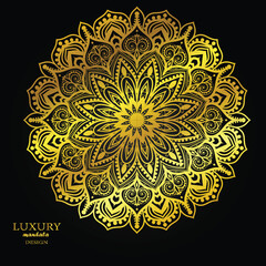 Ornamental mandala with golden color arabesque floral pattern islamic east style mandal design