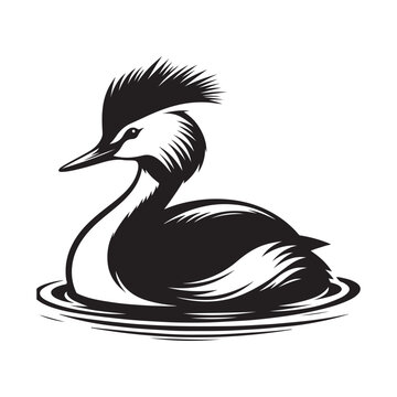 recommend clip art: White Tufted Grebe Silhouette Vector Illustration - High-Quality Download