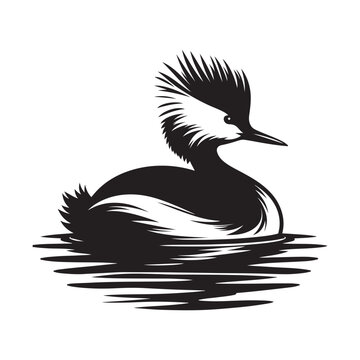 recommend clip art: White Tufted Grebe Silhouette Vector Illustration - High-Quality Download