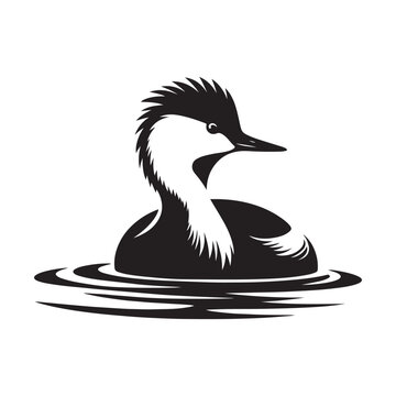 recommend clip art: White Tufted Grebe Silhouette Vector Illustration - High-Quality Download