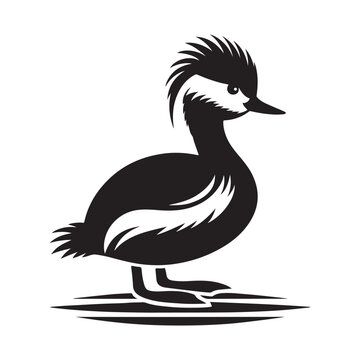 recommend clip art: White Tufted Grebe Silhouette Vector Illustration - High-Quality Download