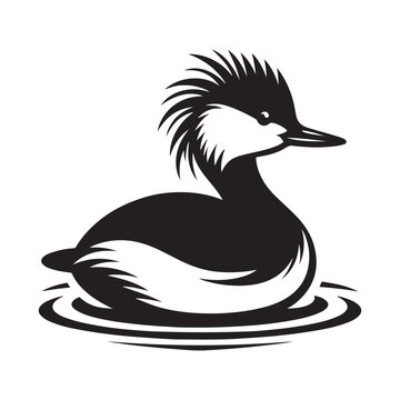 recommend clip art: White Tufted Grebe Silhouette Vector Illustration - High-Quality Download