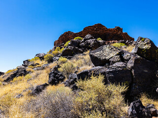 Citadel Pueblo Perched on Hill Top, Wupatki National Pueblo, Aizona, USA
