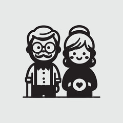 Grandparents Silhouette Icons – Ideal for Family and Community Projects.