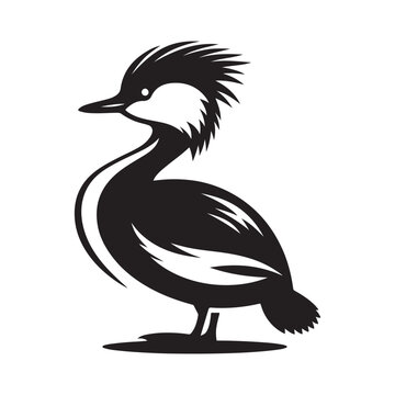 recommend clip art: White Tufted Grebe Silhouette Vector Illustration - High-Quality Download