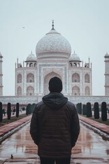 Majestic Taj Mahal in the Rainy Season