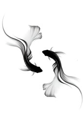 Obraz premium silhouette of a fish, two fishes, fish design, fishes tattoo, fish tattoo, two fishes swimming, two fishes design, illustration of fishes, animal tattoo, tattoo 