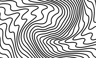 Vector abstract striped black and white background wavy lines