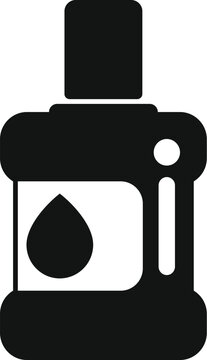recommend clip art: Simple black and white icon of a mouthwash bottle, emphasizing the importance of oral health