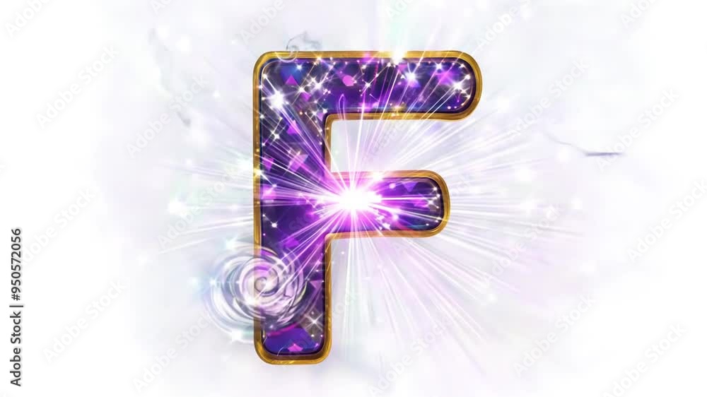 Poster glowing magical letter f in a mystical setting generative ai