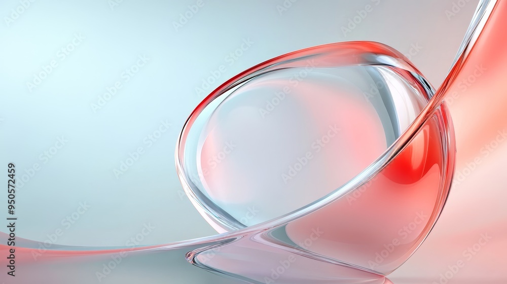 Poster a minimalist abstract background with a translucent red and blue orb shape that represents fluid mov