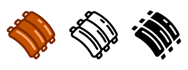 Pork ribs icon. BBQ symbol. Grilled lamb meat sign. Butcher illustration.