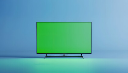 modern room in the house TV with a green screen. Back or rearview. Leisure concept.