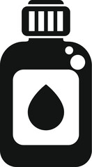 Simple black and white icon of a bottle containing cleaning products