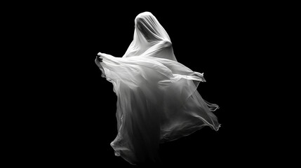 Spectral shape hovering on a dark backdrop, Halloween-themed visual