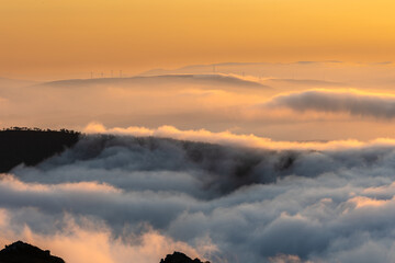The sun as the protagonist of the sunset in the mountains of Asturias, Spain, on a summer day!
