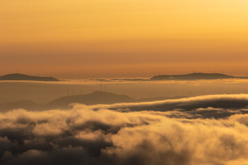 The sun as the protagonist of the sunset in the mountains of Asturias, Spain, on a summer day!