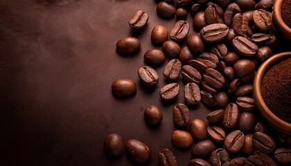 close-up of whole coffee beans, showing texture and color details