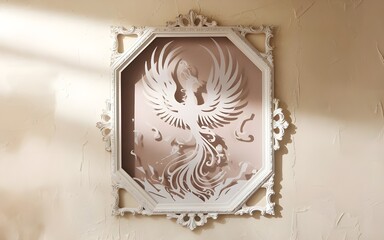 White Frame Paper Cutout Art on Textured Cream Surface