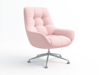 Pastel blush pink office chair rendered in a simple 3D vector style.