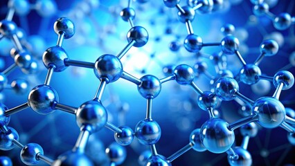 Blue molecule structure depicting scientific research and chemistry, molecule, blue, structure, scientific, research
