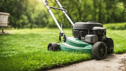 lawn mower in the garden