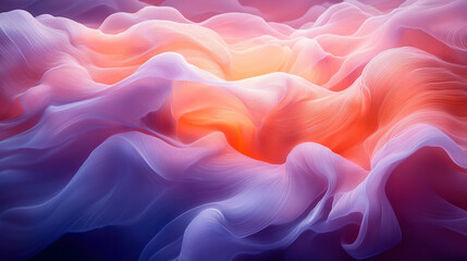 Fototapeta premium Abstract background with flowing, colorful, wavy shapes in shades of pink, orange, and blue, creating a sense of movement and energy.