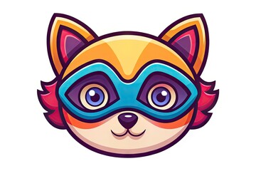 A colorful, stylized vector icon featuring a whimsical animal wearing a superhero mask, conveying playfulness and mystery, perfect for illustrations and design projects.