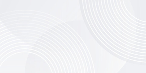 White geometric abstract background overlap layer on bright space with lines effect decoration. Modern graphic design element circles style concept for banner.