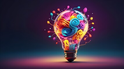 "A whimsical and colorful illustration of a light bulb with a mind of its own, brought to life by our AI platform's unique and diverse rendering capabilities."