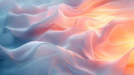 Fototapeta premium Abstract background with soft, flowing waves of light blue and orange hues.