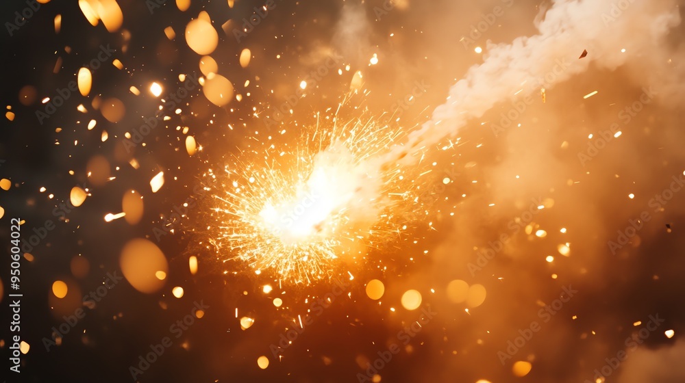 Aufkleber a sparkling firework bursts against a dark background, creating a dazzling display of light and colo